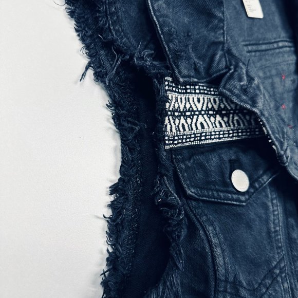 H&M Coachella Collection Embroidered Black Denim Vest EUC size 8 - Picture 6 of 11
